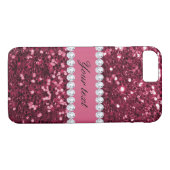 Heißes Rosa-großer Imitat-Glitzer und Diamanten Case-Mate iPhone Hülle (Rückseite (Horizontal))