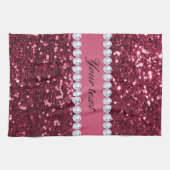 Heißes Rosa-großer Imitat-Glitzer und Diamanten Handtuch (Horizontal)