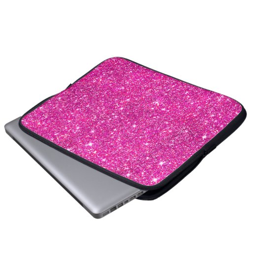 Heißes Rosa-Imitat-Glitzer-glänzendes Muster Girly Laptopschutzhülle (Vorne Knopf)