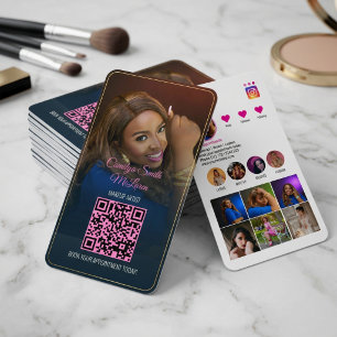 Heißes Rosa Instagram-QR-Code-Geschäftskarte für B Visitenkarte
