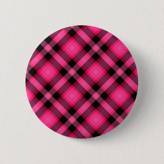 Heißes Rosa kariert, Punk, Emo oder Preppy Button (Vorderseite)