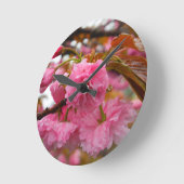 Heißes Rosa-Kirschblüten-Blumen Runde Wanduhr (Winkel)