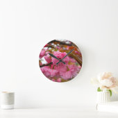 Heißes Rosa-Kirschblüten-Blumen Runde Wanduhr (Zuhause)