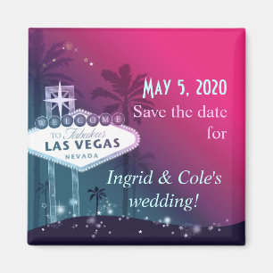 Heißes Rosa-Las- Vegasstreifen, der Save the Date Magnet
