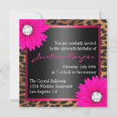 Heißes Rosa-Leopard 16. Geburtstag Einladung (Rückseite)