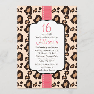 Heißes Rosa-Leopard-Druck-16. Einladung