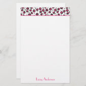 Heißes Rosa-Leopard-Druck-personalisiertes Briefpapier (Vorne/Hinten)