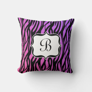 Heißes Rosa/lila Zebra-Monogramm-Kissen Kissen