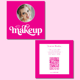 Heißes Rosa-Makeup-Foto-MUA-QR-Code-Socials-Quadra Quadratische Visitenkarte