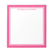 Heißes Rosa Minimalistisches Monogramm Notizblock (Vorderseite)