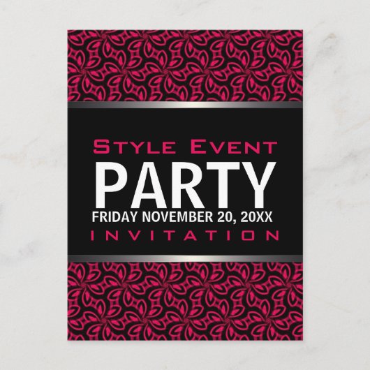 Heißes Rosa-moderne Diva-Büro-Party Einladungspostkarte (Vorderseite)