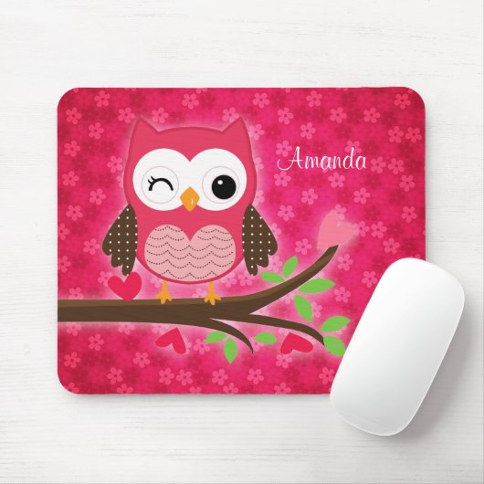 Heißes Rosa-niedliche Eule Girly Mousepad (Mit Mouse)