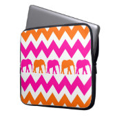 Heißes Rosa-orange Elefant-Zickzack Laptop-Hülse Laptopschutzhülle (Vorderseite Links)