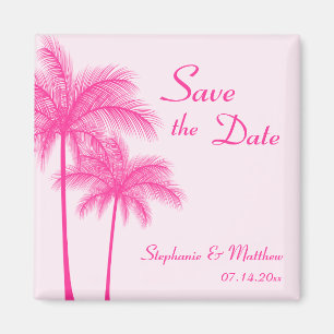 Heißes Rosa-Palmen tropisch Save the Date Magnet