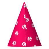 Heißes Rosa-Party-Hut mit weißen Tatzen-Drucken Partyhütchen (Rückseite)