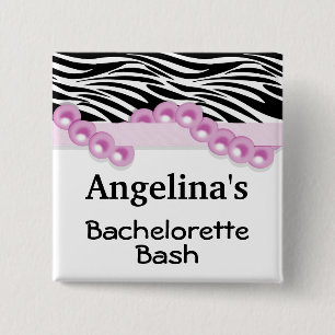 Heißes Rosa-Perlen-und Band-Gast-Gastgeschenk Button