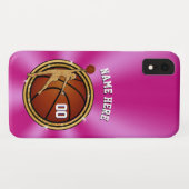 Heißes Rosa-personalisierte Basketball iPhone Case-Mate iPhone Hülle (Rückseite (Horizontal))