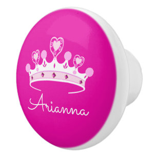 Heißes Rosa-Prinzessin Crown Custom Personalized Keramikknauf