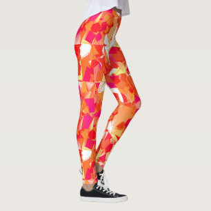 Heißes Rosa, Rot und Pfirsich-modernes abstraktes Leggings