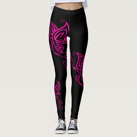 Heißes Rosa-Schmetterlings-Leggings Leggings (Vorderseite)