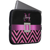 HEISSES ROSA-SCHWARZ-ZICKZACK GLITZER GIRLY LAPTOPSCHUTZHÜLLE (Vorne Rechts)