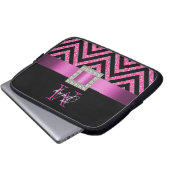 HEISSES ROSA-SCHWARZ-ZICKZACK GLITZER GIRLY LAPTOPSCHUTZHÜLLE (Vorne Knopf)