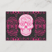 Heißes Rosa-Schwarz-Zuckerschädel-Rosengotischer Visitenkarte (Rückseite)