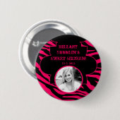 Heißes Rosa-Schwarzeszebra-Druck-TierFoto-Knopf Button (Vorne & Hinten)