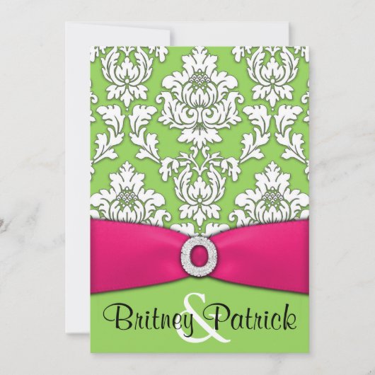 Heißes Rosa u. Limone grüne Einladung (Vorderseite)