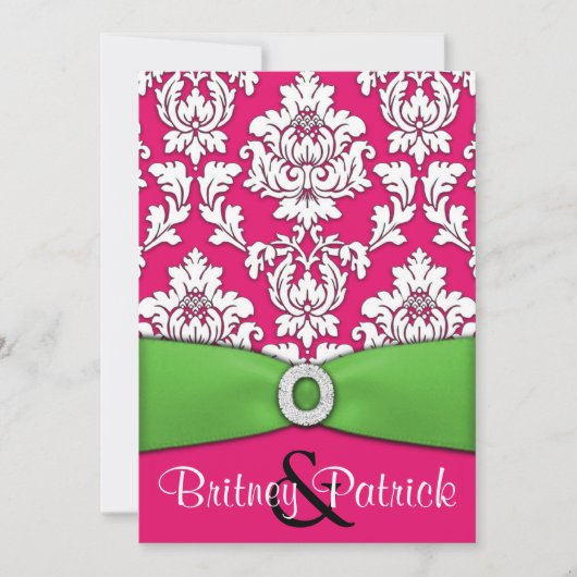 Heißes Rosa u. Limone grüne Einladung (Vorderseite)