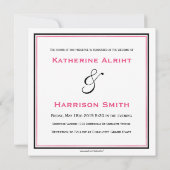 Heißes Rosa-u. schwarzes Quadrat-Wappen laden ein Einladung (Rückseite)