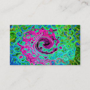Heißes Rosa und Blau Groovy Abstract Retro Swirl Visitenkarte