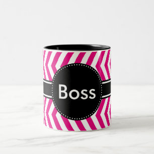 Heißes Rosa und kleines weißes Zickzack Zweifarbige Tasse