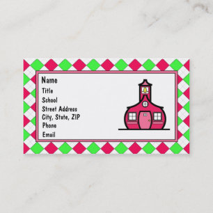 Heißes Rosa und Limone grüne Raute Visitenkarte