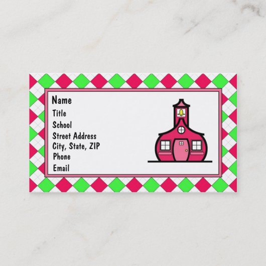 Heißes Rosa und Limone grüne Raute Visitenkarte (Vorderseite)