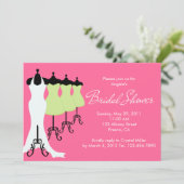 Heißes Rosa und Limone KleiderBrautparty-Einladung Einladung (Stehend Vorderseite)