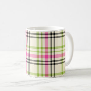 Heißes Rosa und Limones grünes Vintages karierte Kaffeetasse