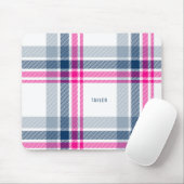Heißes Rosa-und Marine-Blau-kariertes Muster Mousepad (Mit Mouse)