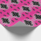 Heißes Rosa und schwarzes Wirbles Geschenkpapier (Ecke)