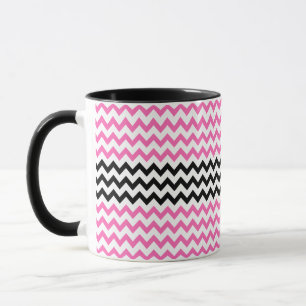 Heißes Rosa und schwarzes Zickzack durch Shirley Tasse