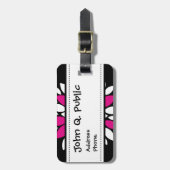 Heißes Rosa-und Weiß-Blumen-Blumenblatt-Kunst auf Gepäckanhänger (Vorderseite vertikal)