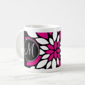 Heißes Rosa-und Weiß-Blumen-Blumenblatt-Kunst auf Kaffeetasse (Vorderseite Links)