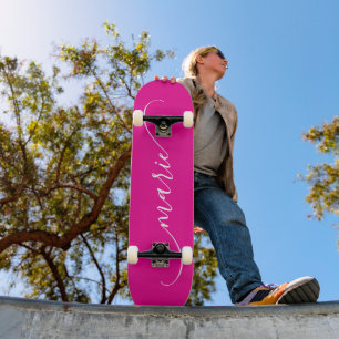 Heißes Rosa Weißes Klassisches Gebogenes Schwungvo Skateboard