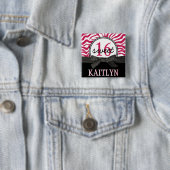 Heißes Rosa Zebra personalisierter Bonbon 16 Button (Beispiel)