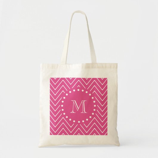 Heißes Rosa Zickzack | Ihr Monogramm Tragetasche (Vorne)