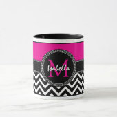 Heißes Rosa-Zickzack Monogramm-IsabellaChic Tasse (Zentrum)