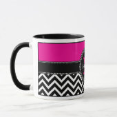 Heißes Rosa-Zickzack Monogramm-IsabellaChic Tasse (Links)