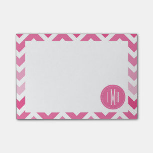 Heißes Rosa Zickzack Ombre Zickzack mit Monogramm Post-it Klebezettel