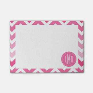 Heißes Rosa Zickzack Ombre Zickzack mit Monogramm Post-it Klebezettel