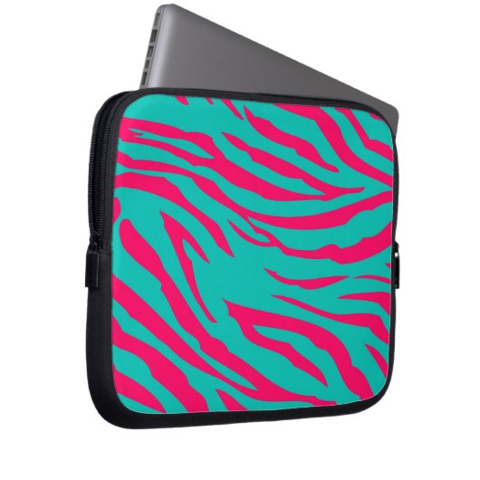 Heißes Rosaaquamariner Zebra-Druck-tierischer Laptopschutzhülle (Vorne Rechts)